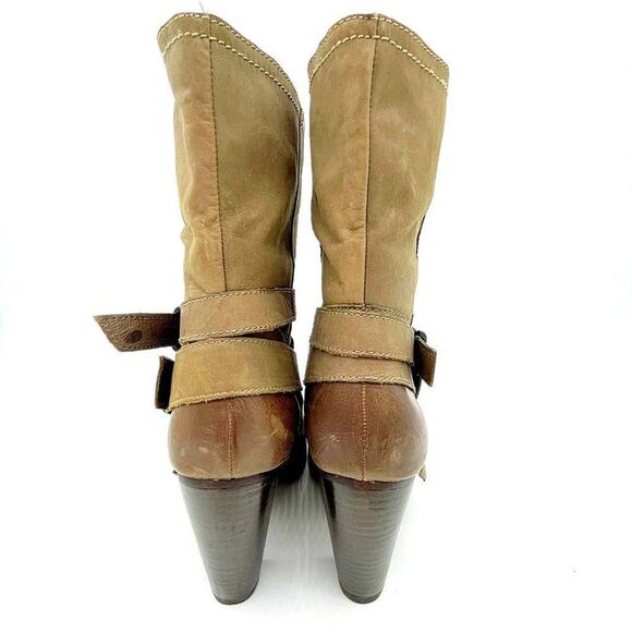 Steve Madden Womens Freeway Taupe Leather Mid-Calf Casual Biker Boots Size US 7 - Picture 4 of 9